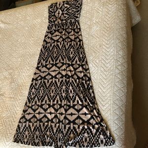 Tribal Print Strapless Maxi Dress